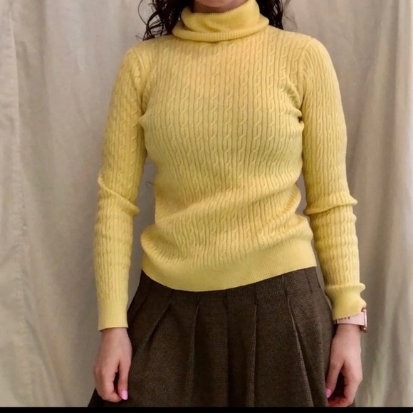 Talbots Sweaters - Talbots Yellow Ribbed Turtleneck Sweater